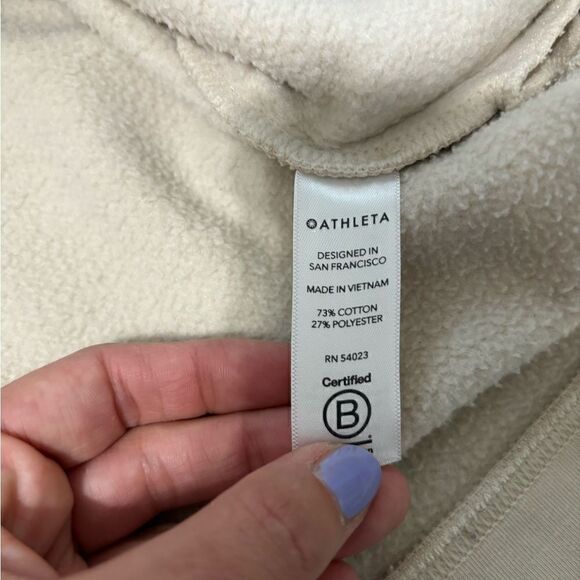 ATHLETA Women's Cream 24/7 Funnel Turtle Neck Tunic Sweatshirt - Picture 9 of 10